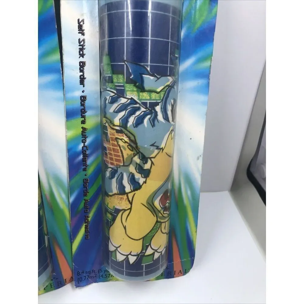3 Digimon Digital Monsters Self Stick Wall Paper Border 8.4sq.ft 5ydx6.75in VTG.